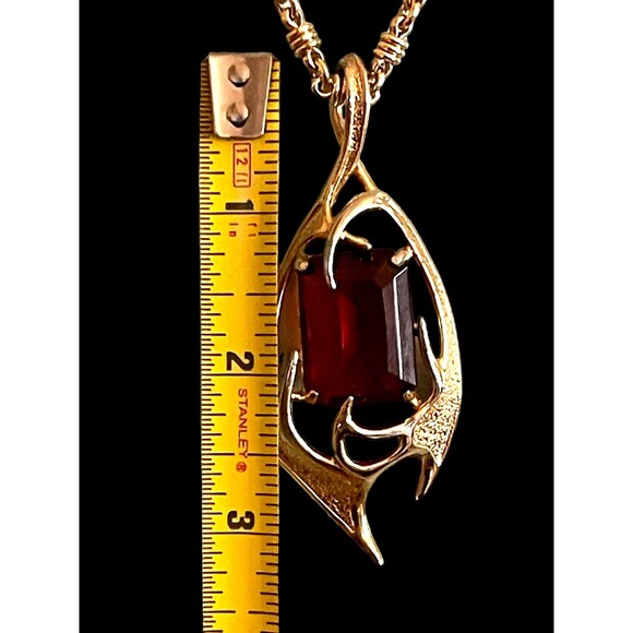 Vintage Pendant Neckless Sarah Coventry Topaz Amber Glass Gold Tone Molten Flame - Picture 9 of 11